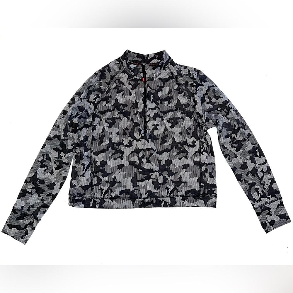 Spyder Women’s Camo Print Half Zip Cropped Active Top Shirt Sz L
